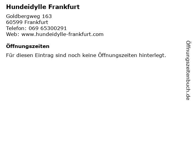 Hundeidylle Frankfurt in Frankfurt: Adresse und Öffnungszeiten