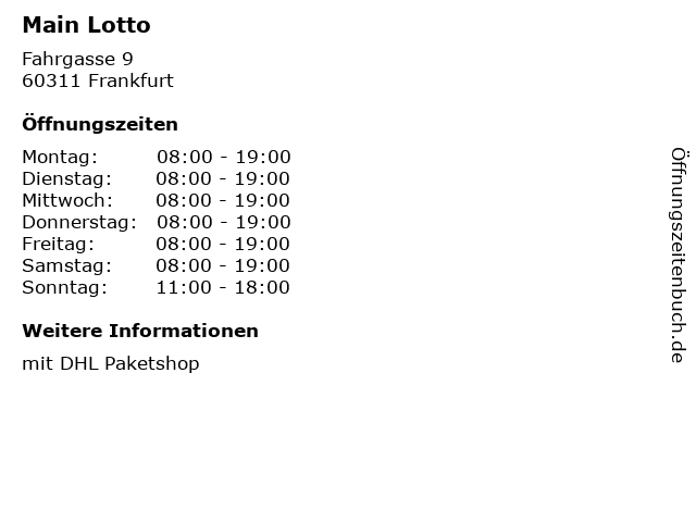 Main Lotto in Frankfurt: Adresse und Öffnungszeiten