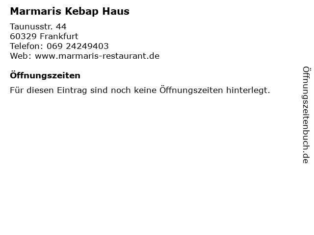 Marmaris Kebap Haus in Frankfurt: Adresse und Öffnungszeiten