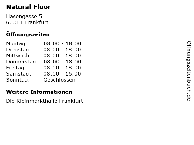 Natural Floor in Frankfurt: Adresse und Öffnungszeiten