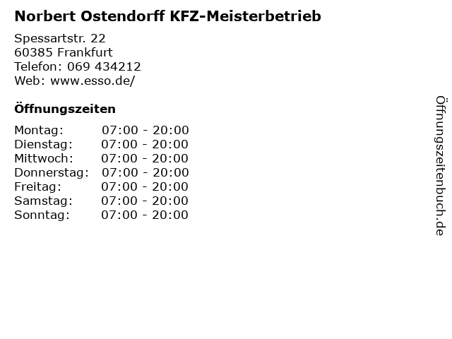 Norbert Ostendorff KFZ-Meisterbetrieb in Frankfurt: Adresse und Öffnungszeiten