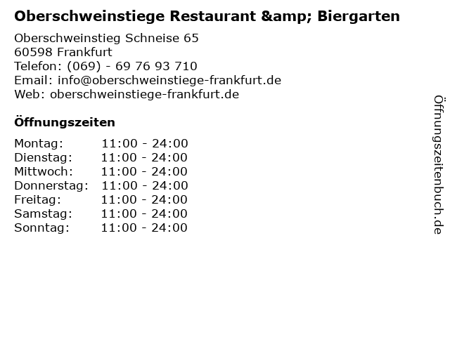 Oberschweinstiege Restaurant & Biergarten in Frankfurt: Adresse und Öffnungszeiten