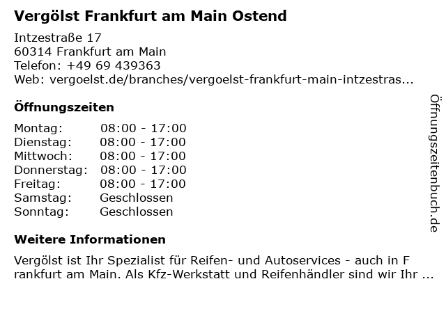 Vergölst GmbH in Frankfurt-Osthafen: Adresse und Öffnungszeiten