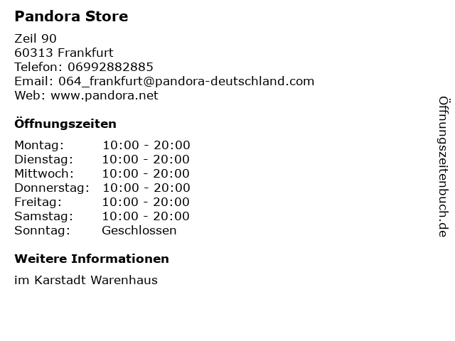 Pandora Store in Frankfurt: Adresse und Öffnungszeiten