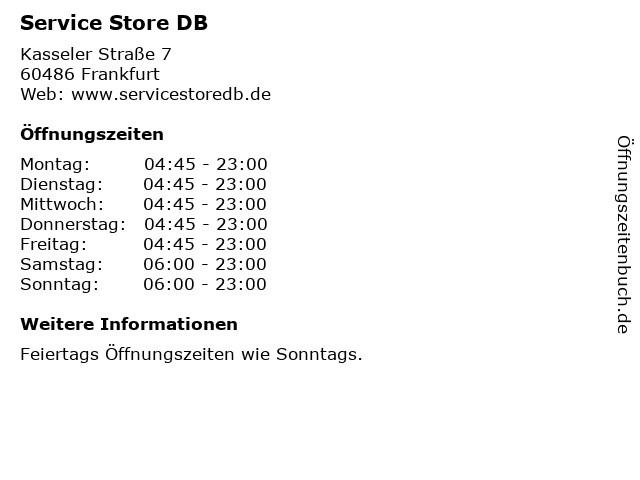 Service Store DB in Frankfurt: Adresse und Öffnungszeiten