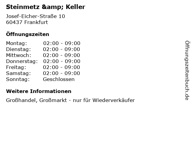 Steinmetz & Keller in Frankfurt: Adresse und Öffnungszeiten