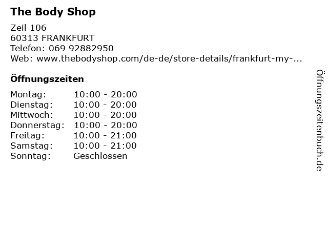 ᐅ Offnungszeiten The Body Shop Zeil 106 In Frankfurt