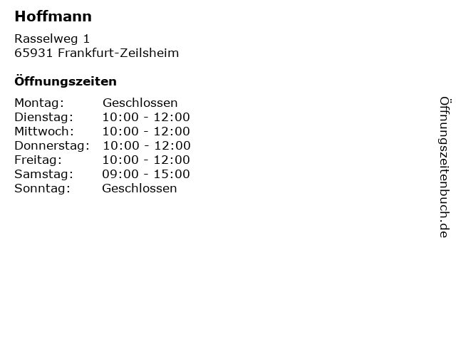 Hoffmann in Frankfurt-Zeilsheim: Adresse und Öffnungszeiten