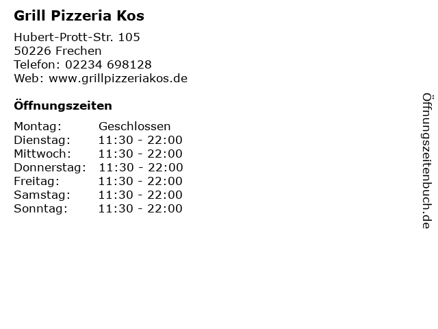 Grill Pizzeria Kos in Frechen: Adresse und Öffnungszeiten