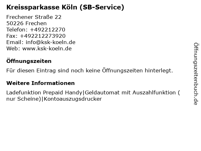 ᐅ Offnungszeiten Kreissparkasse Koln Sb Filiale Habbelrath