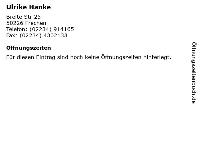Ulrike Hanke in Frechen: Adresse und Öffnungszeiten