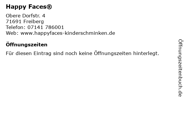 Happy Faces® in Freiberg: Adresse und Öffnungszeiten