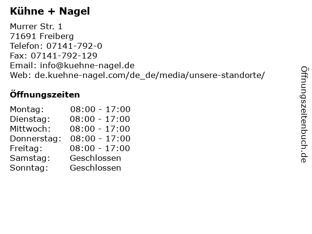 Kühne + Nagel in Freiberg: Adresse und Öffnungszeiten