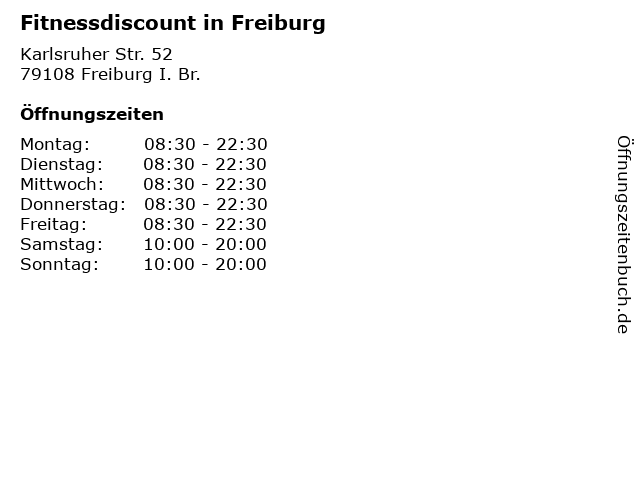 Fitnessdiscount in Freiburg in Freiburg I. Br.: Adresse und Öffnungszeiten