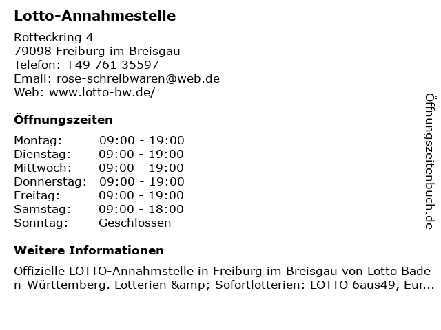 Lotto-Annahmestelle in Freiburg im Breisgau: Adresse und Öffnungszeiten