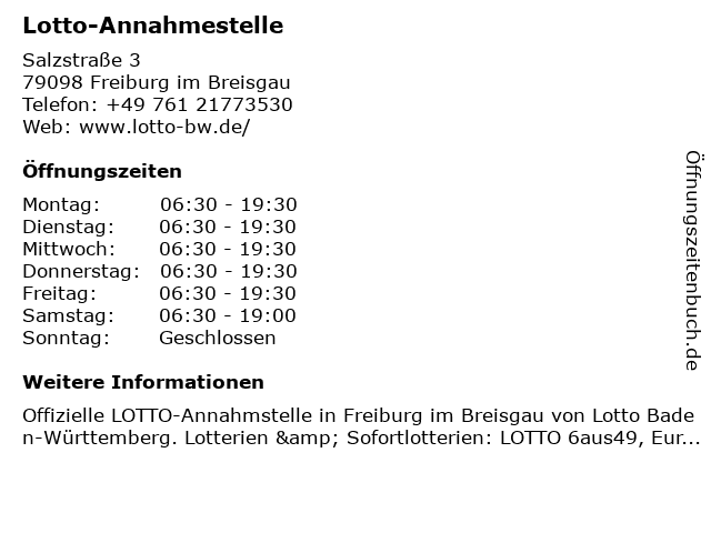 Lotto-Annahmestelle in Freiburg im Breisgau: Adresse und Öffnungszeiten