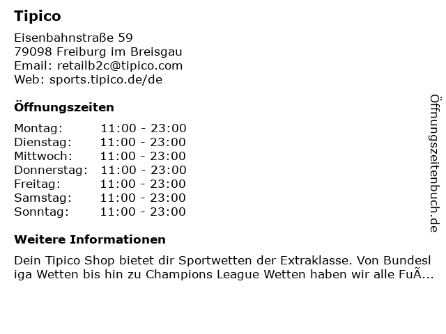 Tipico in Freiburg im Breisgau: Adresse und Öffnungszeiten