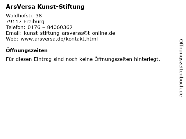 ArsVersa Kunst-Stiftung in Freiburg: Adresse und Öffnungszeiten