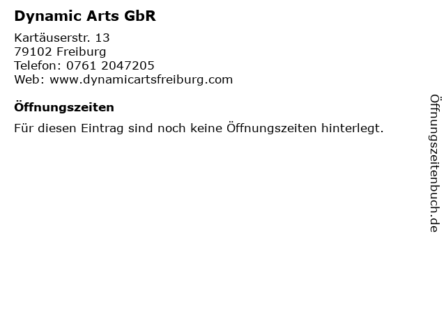 Dynamic Arts GbR in Freiburg: Adresse und Öffnungszeiten