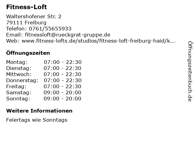 Fitness-Loft in Freiburg: Adresse und Öffnungszeiten
