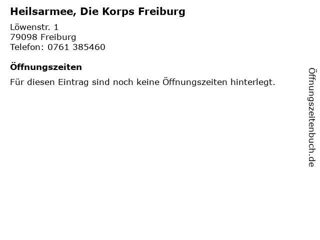 Heilsarmee, Die Korps Freiburg in Freiburg: Adresse und Öffnungszeiten
