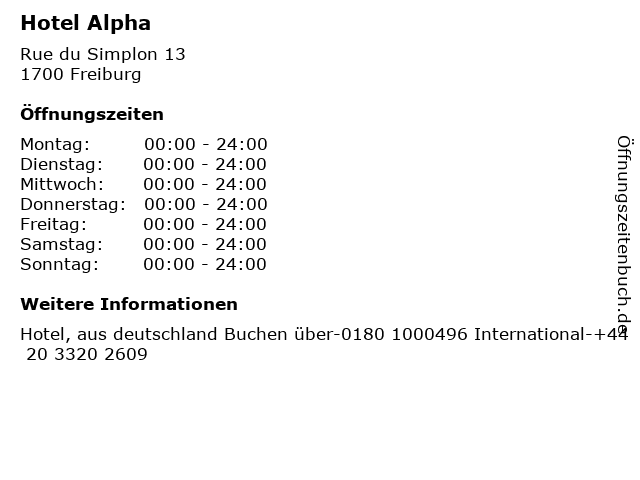 Hotel Alpha in Freiburg: Adresse und Öffnungszeiten