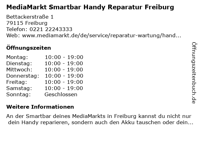 ᐅ Offnungszeiten Mediamarkt Bettackerstrasse 1 3 In Freiburg