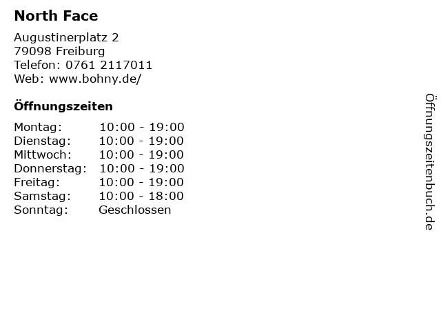 North Face in Freiburg: Adresse und Öffnungszeiten
