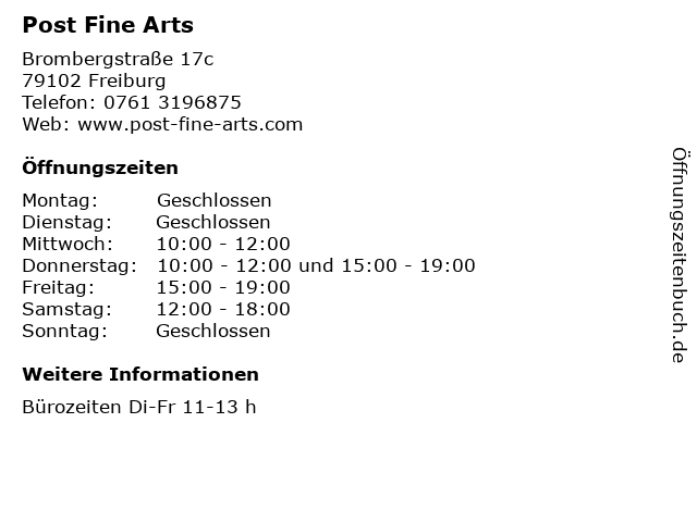 Post Fine Arts in Freiburg: Adresse und Öffnungszeiten