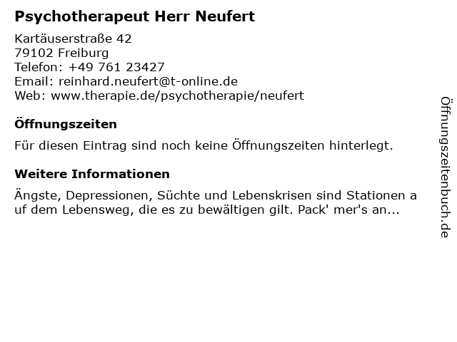 Psychotherapeut Herr Neufert in Freiburg: Adresse und Öffnungszeiten