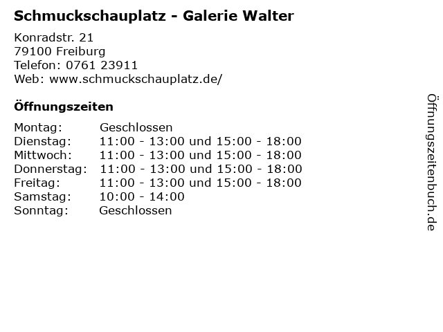Schmuckschauplatz - Galerie Walter in Freiburg: Adresse und Öffnungszeiten