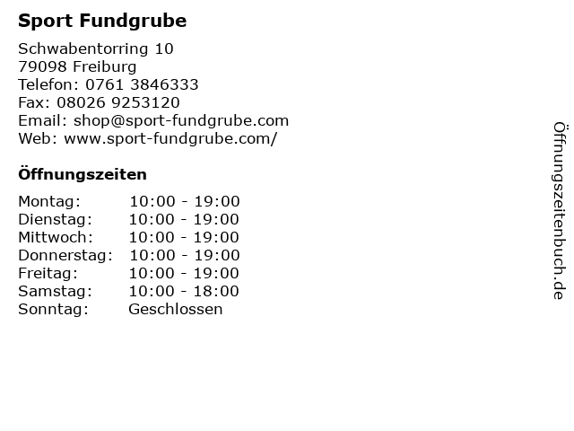 Sport Fundgrube in Freiburg: Adresse und Öffnungszeiten