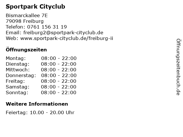 Sportpark Cityclub in Freiburg: Adresse und Öffnungszeiten