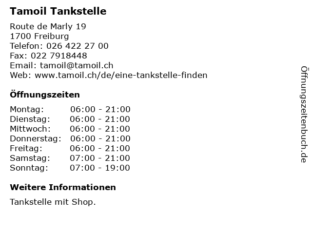 Tamoil Tankstelle in Freiburg: Adresse und Öffnungszeiten