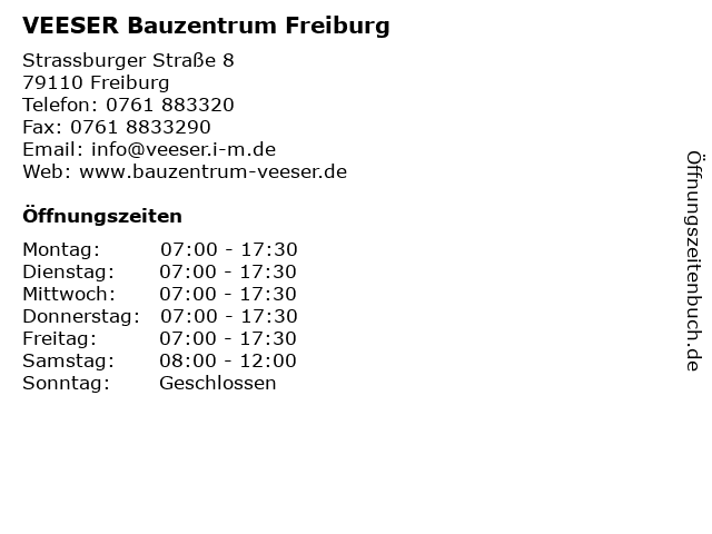 VEESER Bauzentrum Freiburg in Freiburg: Adresse und Öffnungszeiten