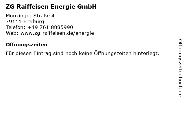 ZG Raiffeisen Energie GmbH in Freiburg: Adresse und Öffnungszeiten
