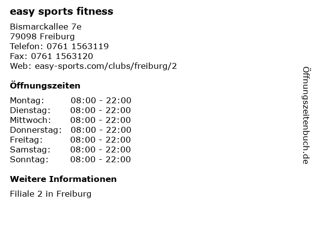 easy sports fitness in Freiburg: Adresse und Öffnungszeiten
