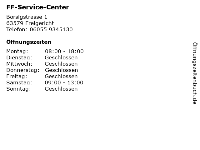 FF-Service-Center in Freigericht: Adresse und Öffnungszeiten