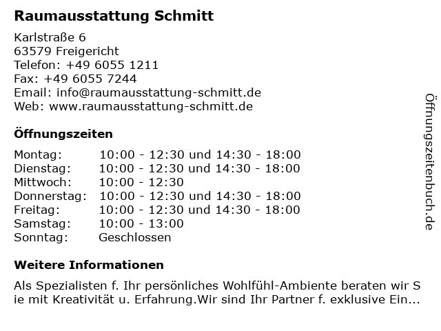 Raumausstattung Schmitt in Freigericht: Adresse und Öffnungszeiten