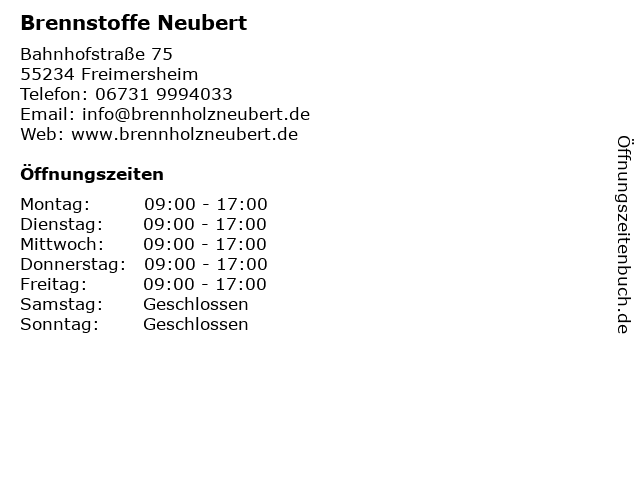 Brennstoffe Neubert in Freimersheim: Adresse und Öffnungszeiten