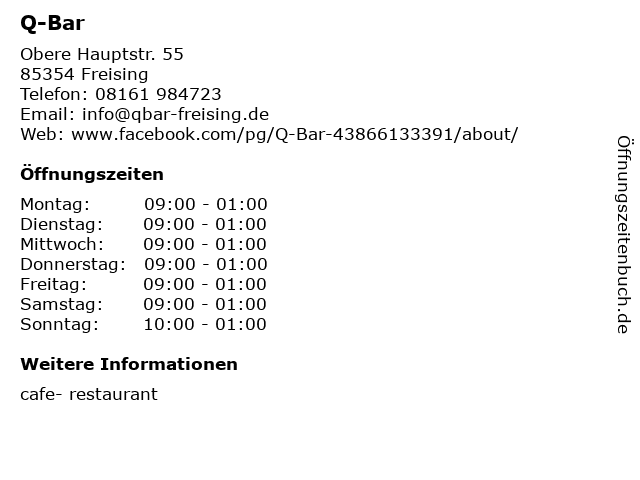 Q-Bar in Freising: Adresse und Öffnungszeiten