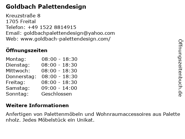 Goldbach Palettendesign in Freital: Adresse und Öffnungszeiten