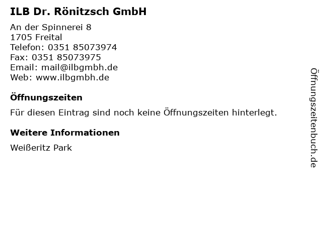 ILB Dr. Rönitzsch GmbH in Freital: Adresse und Öffnungszeiten