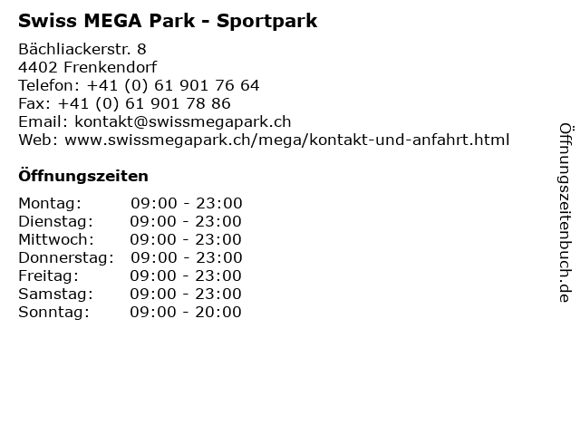 Swiss MEGA Park - Sportpark in Frenkendorf: Adresse und Öffnungszeiten