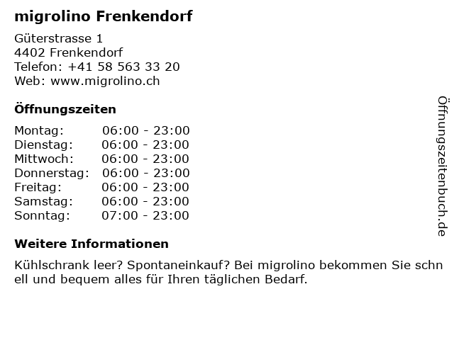 migrolino Frenkendorf in Frenkendorf: Adresse und Öffnungszeiten