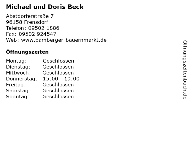 Michael und Doris Beck in Frensdorf: Adresse und Öffnungszeiten