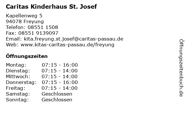 Caritas Kinderhaus St. Josef in Freyung: Adresse und Öffnungszeiten