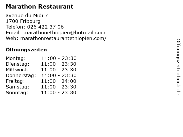 Marathon Restaurant in Fribourg: Adresse und Öffnungszeiten