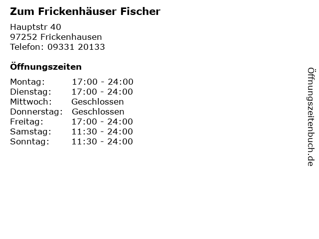 Zum Frickenhäuser Fischer in Frickenhausen: Adresse und Öffnungszeiten