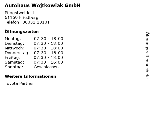 Autohaus Wojtkowiak GmbH in Friedberg: Adresse und Öffnungszeiten